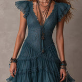 Delphine | Retro Mini Dress with Lace and Muslin