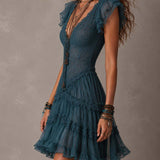 Delphine | Retro Mini Dress with Lace and Muslin