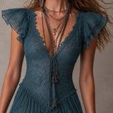 Delphine | Retro Mini Dress with Lace and Muslin