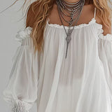 Mélusine | Mini Boho Dress with Off-the-Shoulder Design