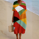 Daniela - Kolorowa Sukienka w Patchwork