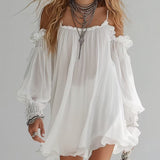 Mélusine | Mini Boho Dress with Off-the-Shoulder Design
