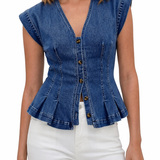 Vera - Top Denimu z Dekoltem w Kształcie V