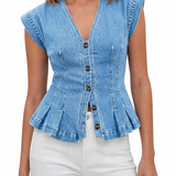 Vera - Top Denimu z Dekoltem w Kształcie V