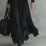 Nina - Czarna sukienka maxi z luźnym krojem z tiulu