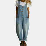 Ana - Vintage Kombinezon z Miękkiej Bawełny w Wyglądzie Denimu