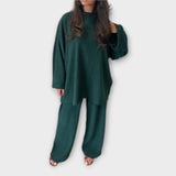 Ingrid - Zestaw Plus Size Z Prążkowanego Materiału