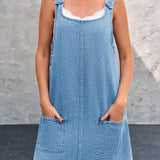 Irís - Sukienka na Ramiączkach z Denimu Casual